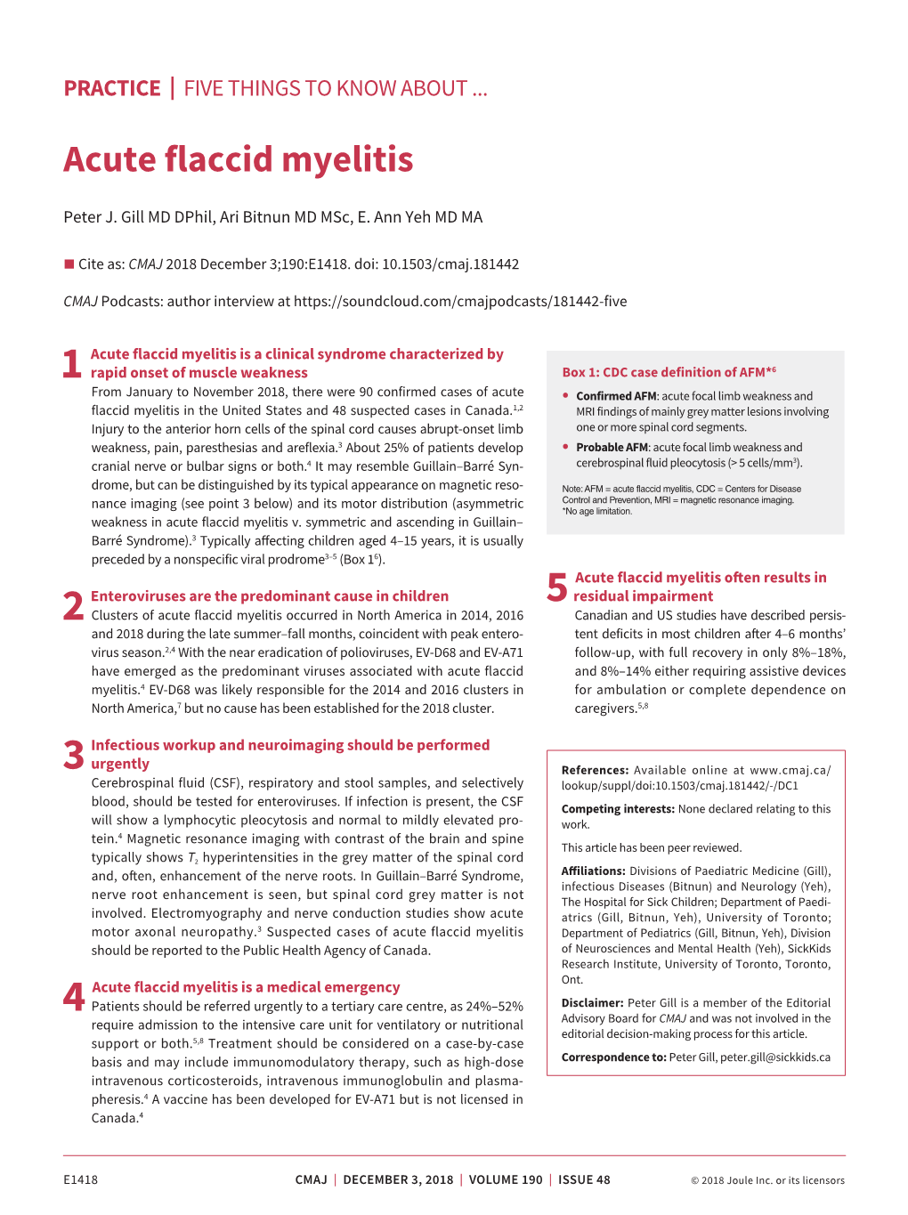 Acute Flaccid Myelitis