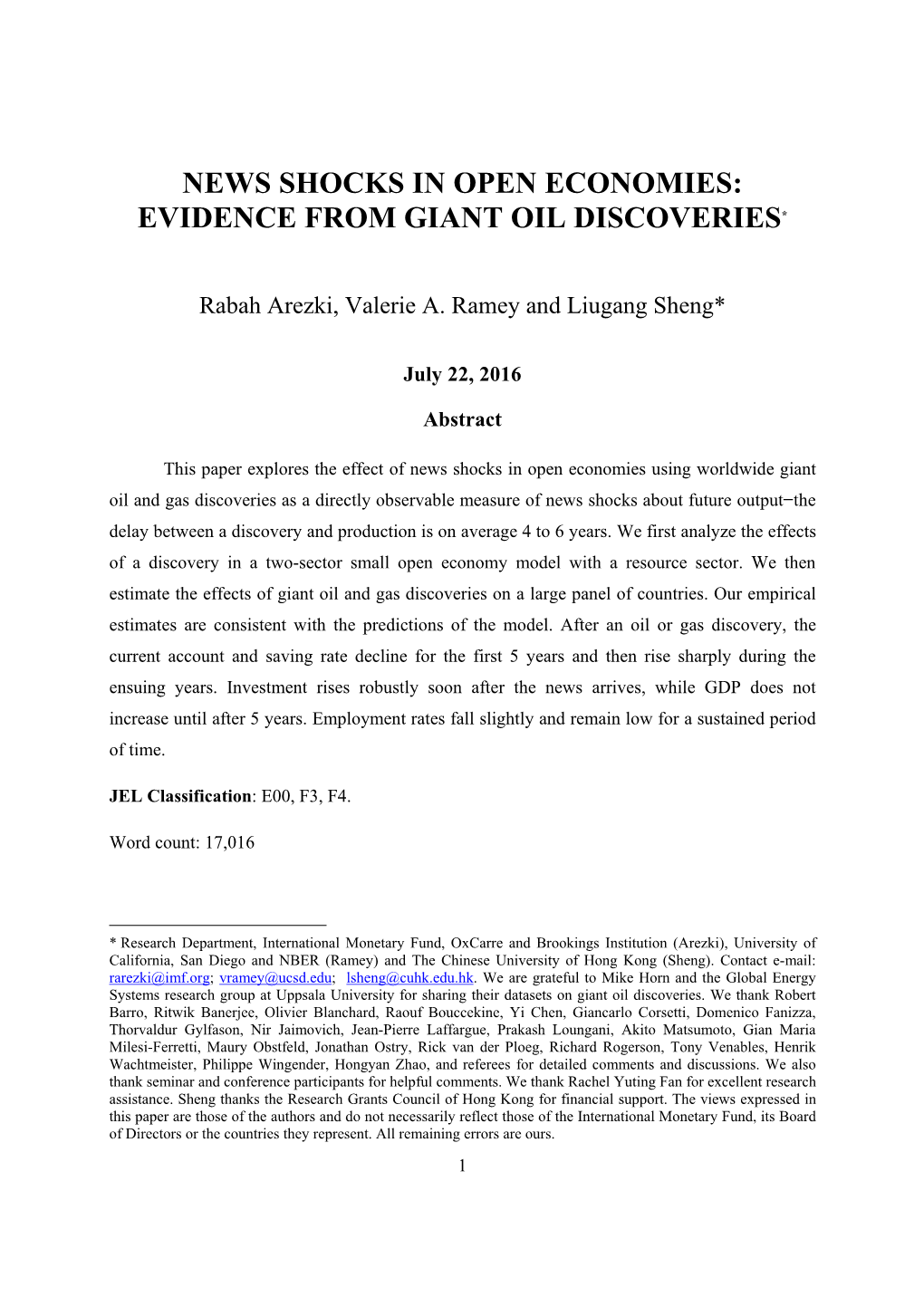 News Shocks in Open Economies: Evidence from Giant Oil Discoveries*