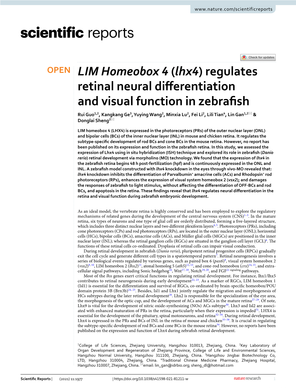 LIM Homeobox 4 (Lhx4) Regulates Retinal Neural Differentiation And