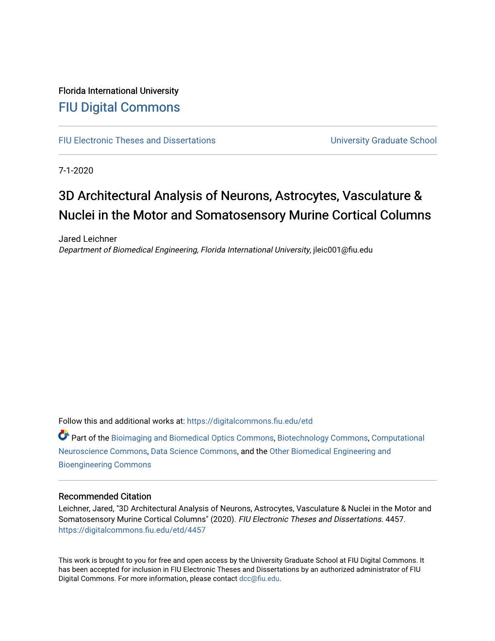 3D Architectural Analysis of Neurons, Astrocytes, Vasculature & Nuclei In