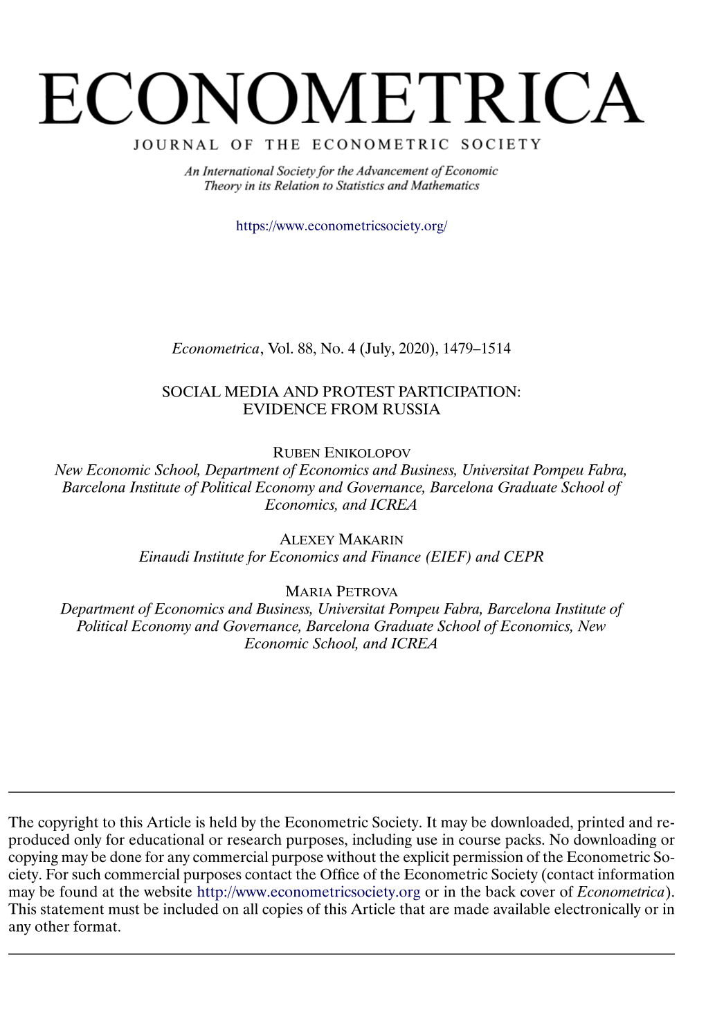 Social Media and Protest Participation: Evidence from Russia