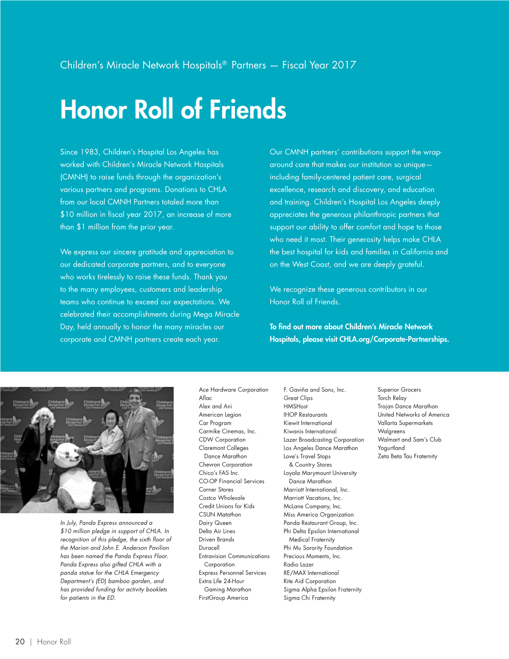 Honor Roll of Friends