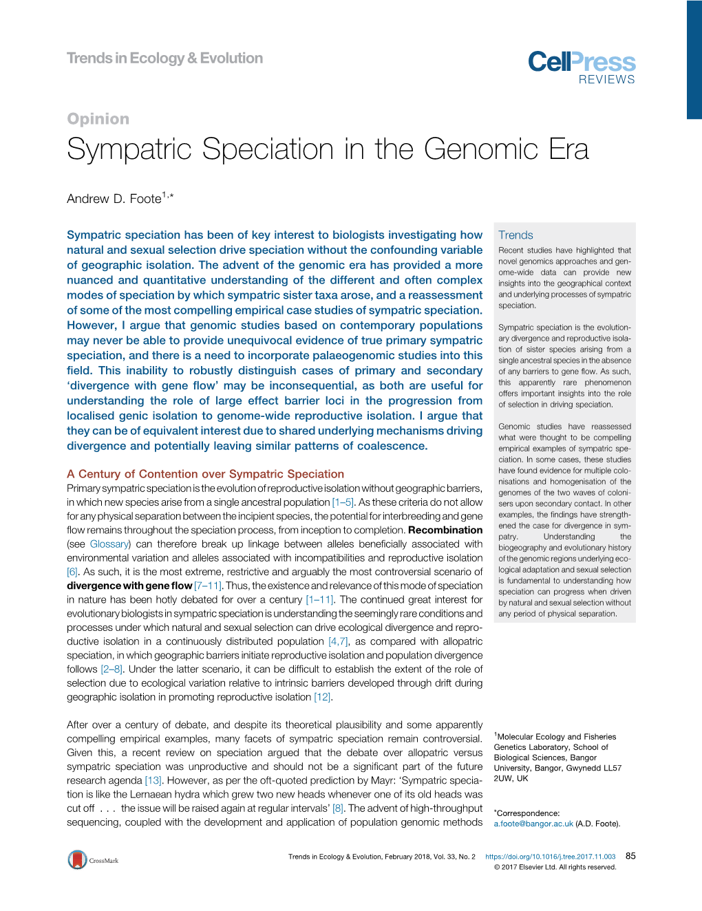 Sympatric Speciation in the Genomic Era