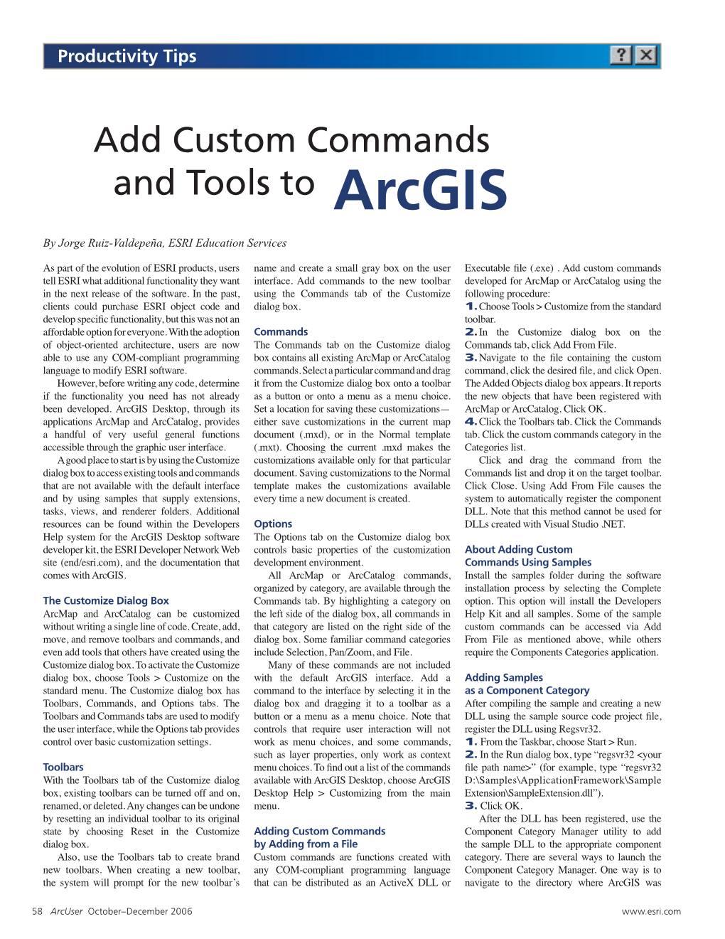 Add Custom Commands and Tools to Arcgis