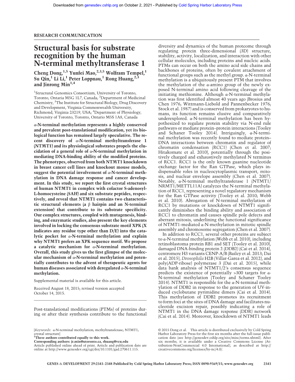 Structural Basis for Substrate Recognition by the Human N-Terminal Methyltransferase 1