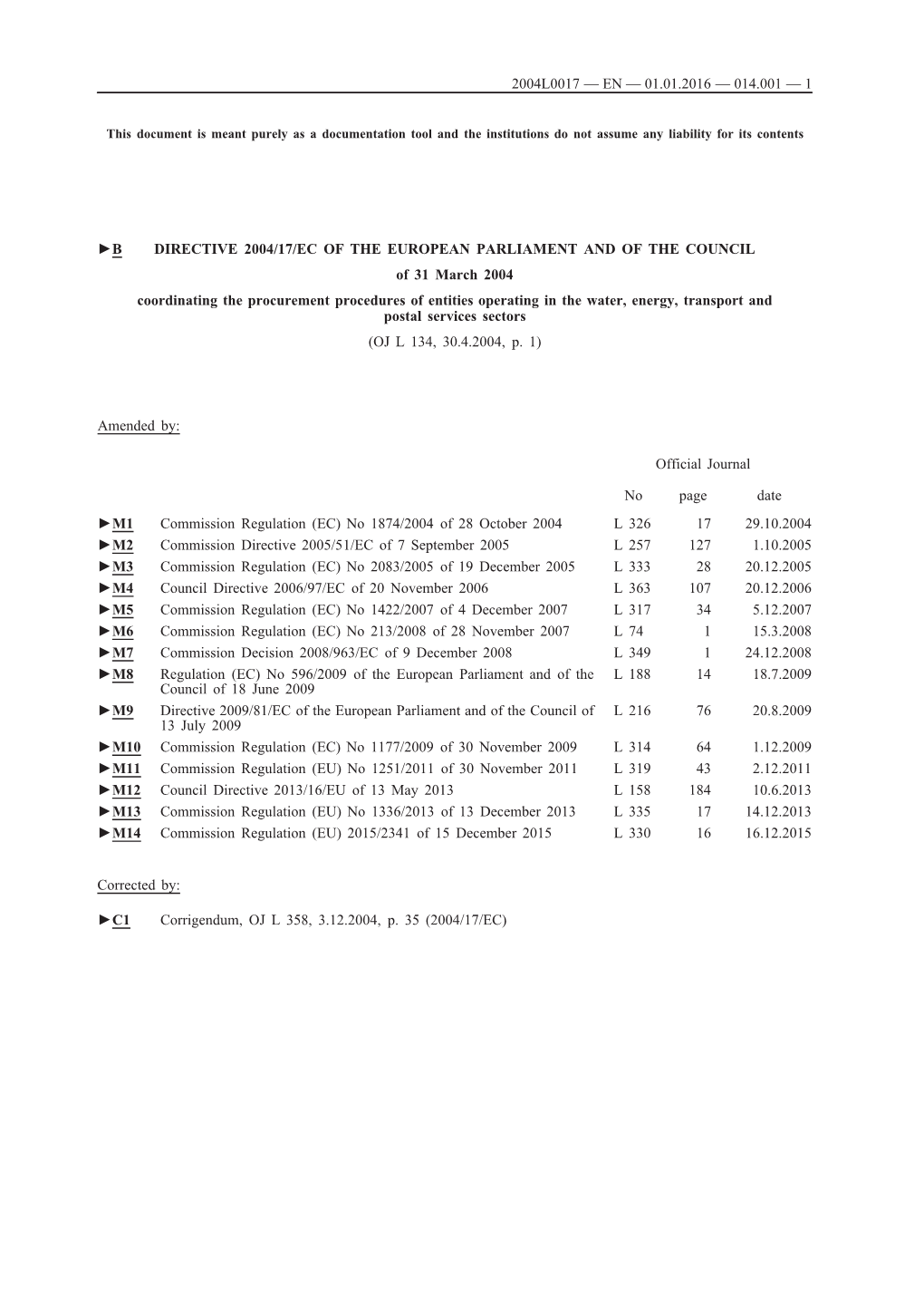 B Directive 2004/17/Ec of the European