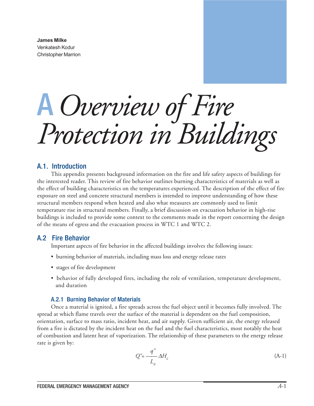 APPENDIX A: Overview of Fire Protection in Buildings