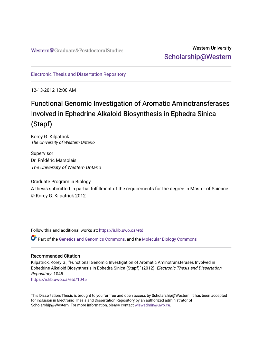 Functional Genomic Investigation of Aromatic Aminotransferases Involved in Ephedrine Alkaloid Biosynthesis in Ephedra Sinica (Stapf)