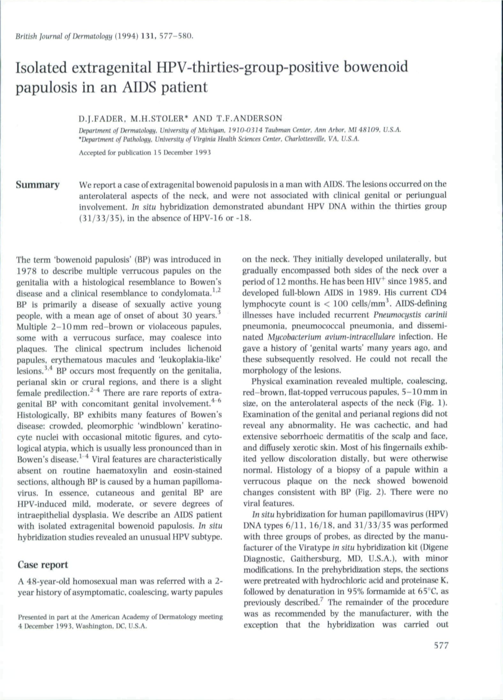 Isolated Extragenital HPV-Thirties-Group-Positive Bowenoid Papulosis in an AIDS Patient