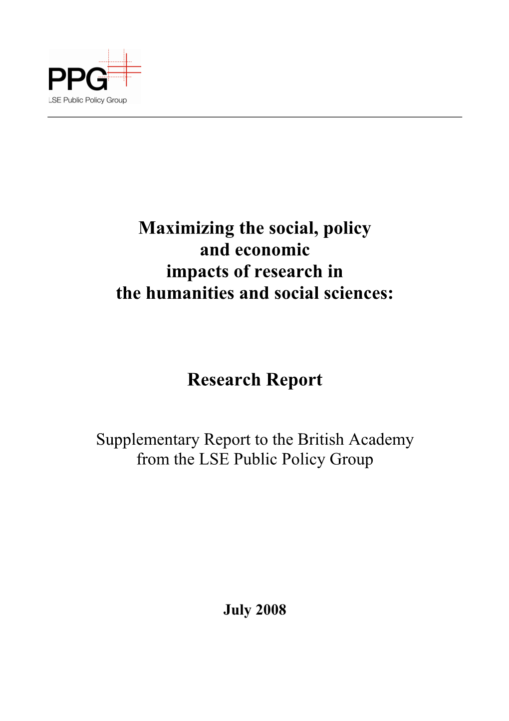 Maximizing the Social, Policy and Economic Impacts of Research in the Humanities and Social Sciences