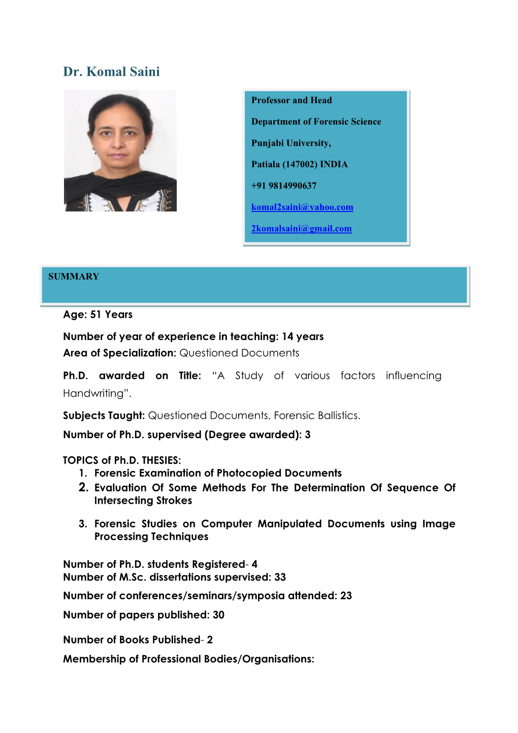 Dr. Komal Saini
