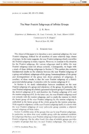 The Near Frattini Subgroups of Infinite Groups