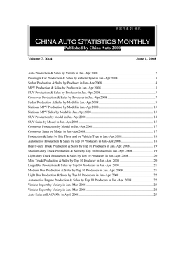 China Auto Statistics Monthly China Auto Statistics Monthly