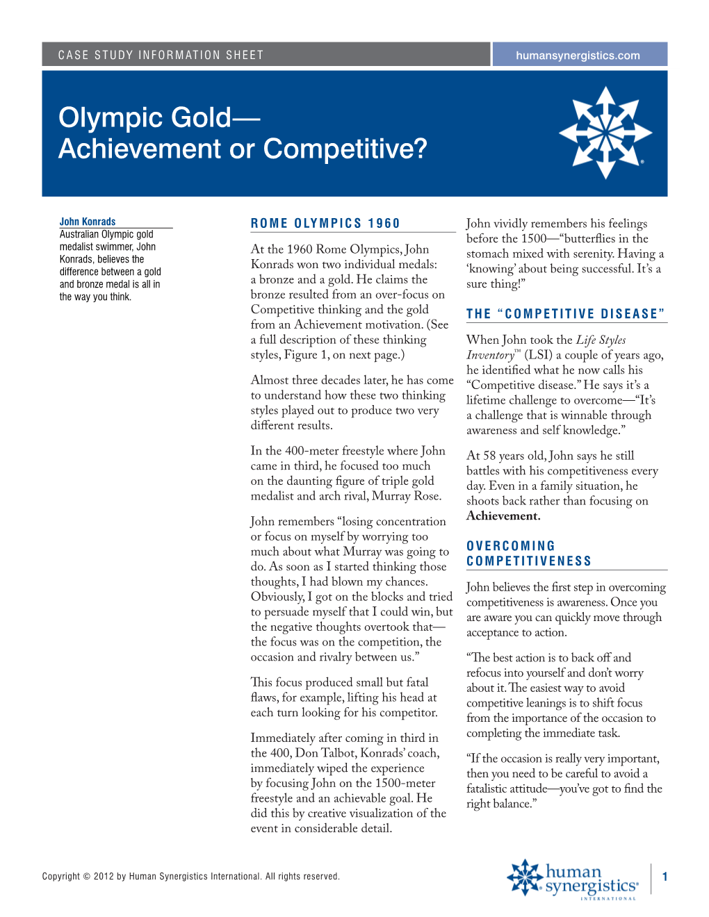 Olympic Gold— Achievement Or Competitive?