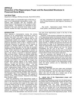 Dissection of the Hippocampus Proper and the Associated Structures in Preserved Horse Brains