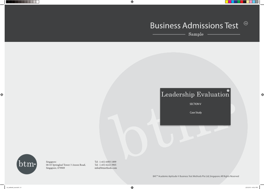 Business Admissions Test TM Sample