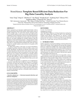 Nodemerge: Template Based Efficient Data Reduction for Big-Data Causality Analysis