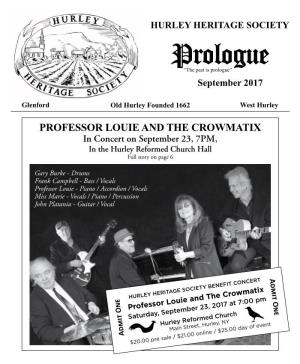 Prologue “The Past Is Prologue” September 2017