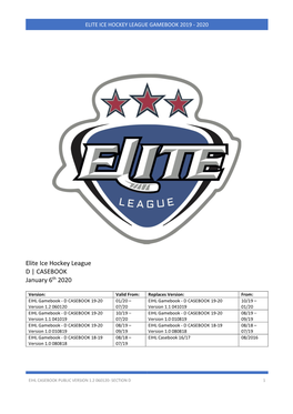 Elite Ice Hockey League Gamebook 2019 - 2020