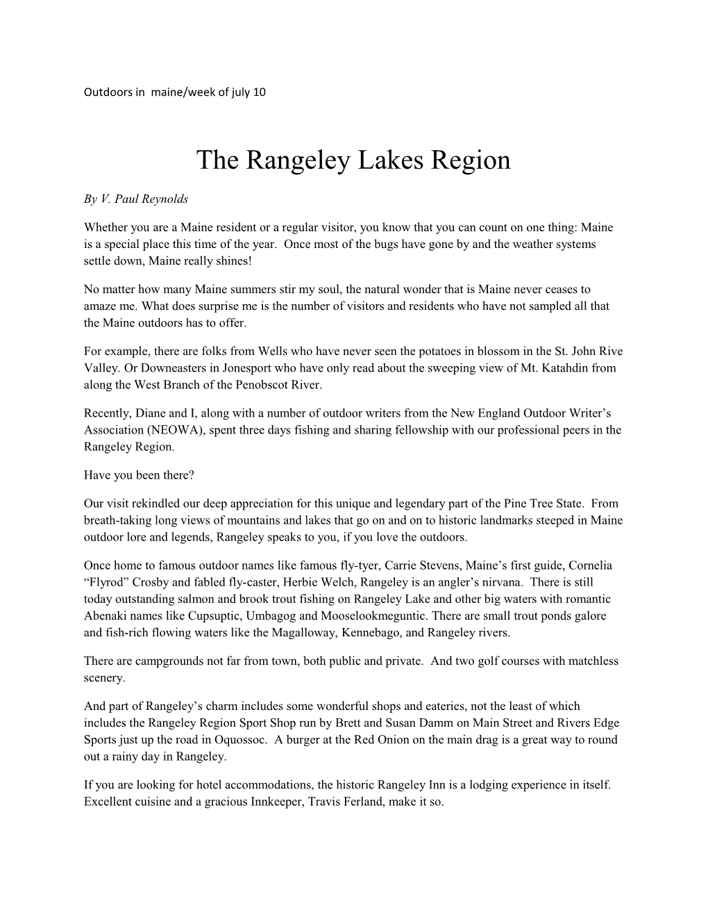 The Rangeley Lakes Region