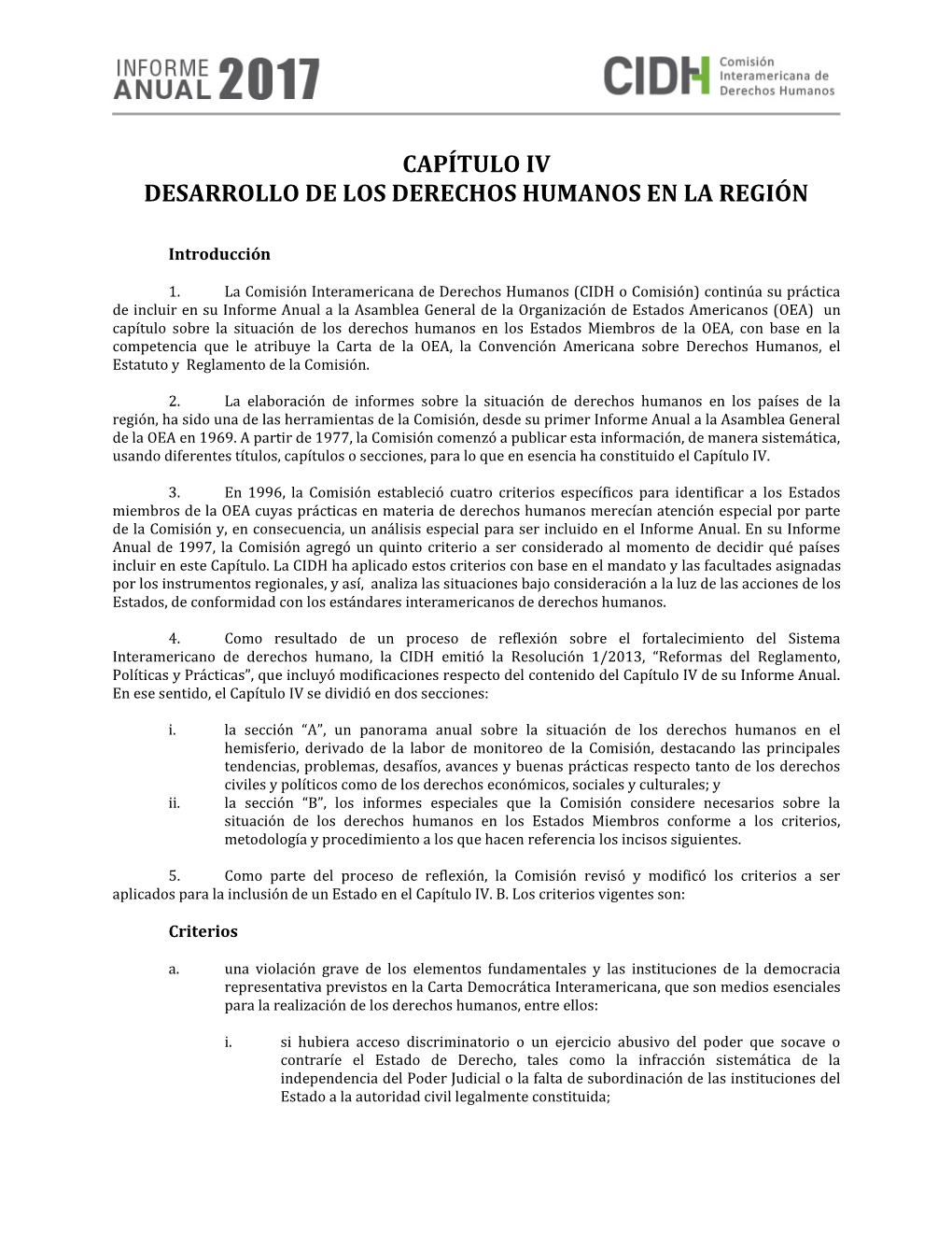 Capítulo Iv Desarrollo De Los Derechos Humanos En La Región