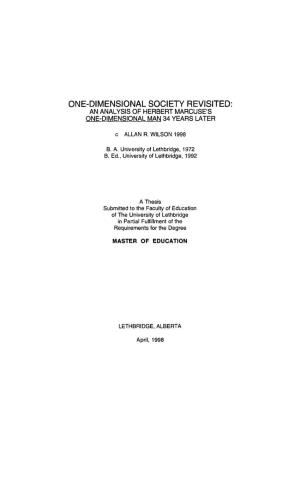 One-Dimensional Society Revisited: an Analysis of Herbert Marcuses One-Dimensional Man 34 Years Later
