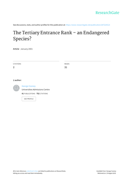 The Tertiary Entrance Rank – an Endangered Species?