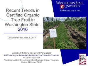 Recent Trends in Certified Organic Tree Fruit in Washington State: 2016