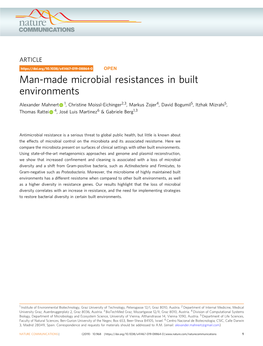 Man-Made Microbial Resistances in Built Environments
