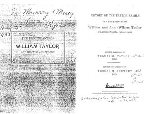 William and Ann (Wilson) Taylor of Lawrence County, Pennsylvania