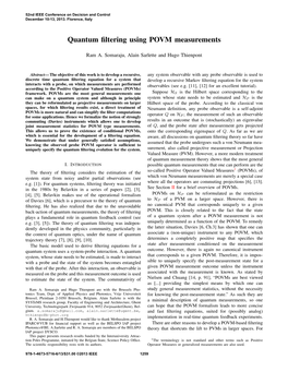 Quantum Filtering Using POVM Measurements