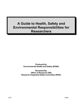 A Guide to Health, Safety and Environmental Responsibilities for Researchers
