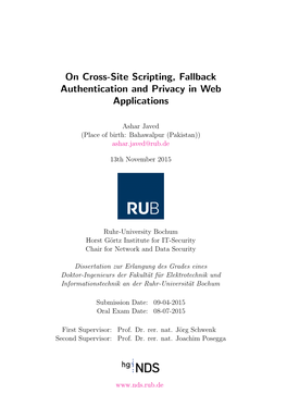 On Cross-Site Scripting, Fallback Authentication and Privacy Im Web Applications