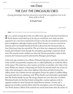 The Day the Dinosaurs Died | the New Yorker