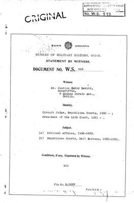Roinn Cosanta Bureau of Military History, 1913-21