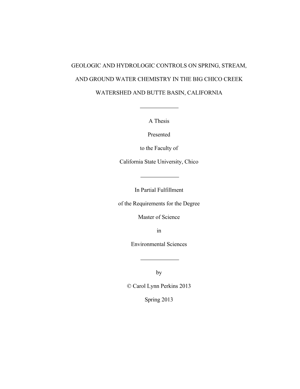 Geologic and Hydrologic Controls on Spring, Stream, and Ground Water