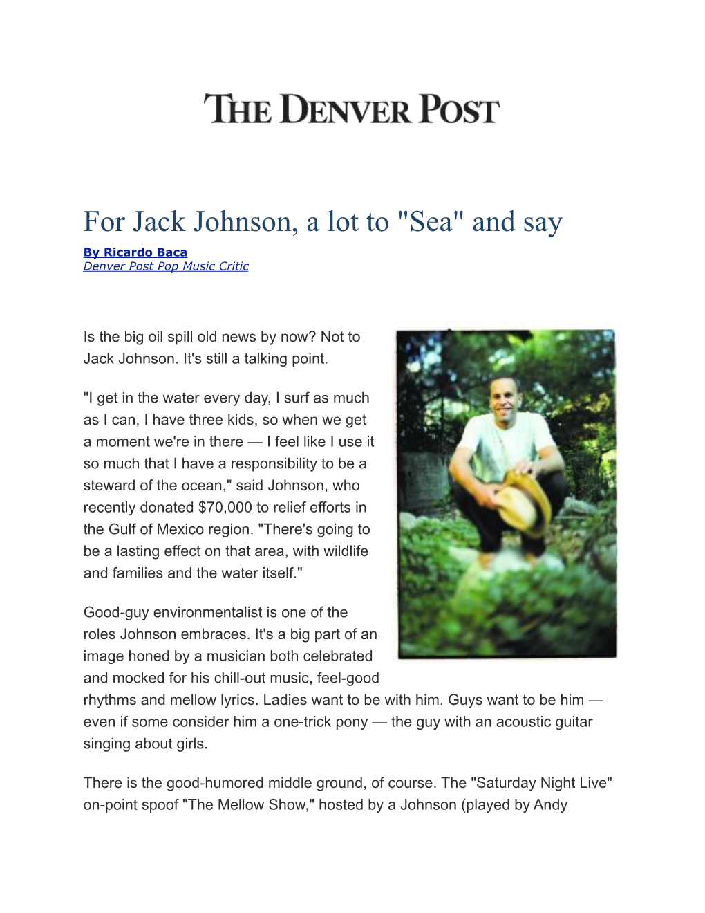 For Jack Johnson, a Lot to 