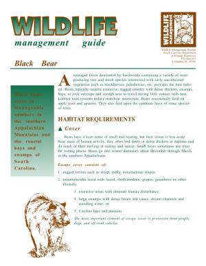 Management Guide Wildlife Management Section South Carolina Department of Natural Resources P.O