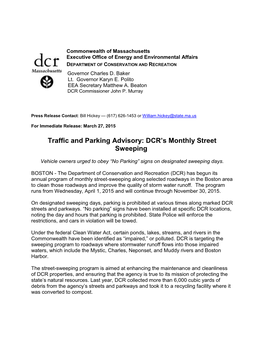 DCR's Monthly Street Sweeping