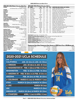 2020-2021 Ucla Women's Volleyball Quick Facts 2020