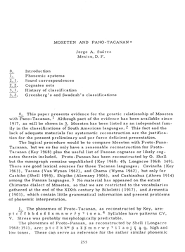 MOSETEN and PANO-TACANAN * Jorge A. Suarez Mexico, D. F. 0