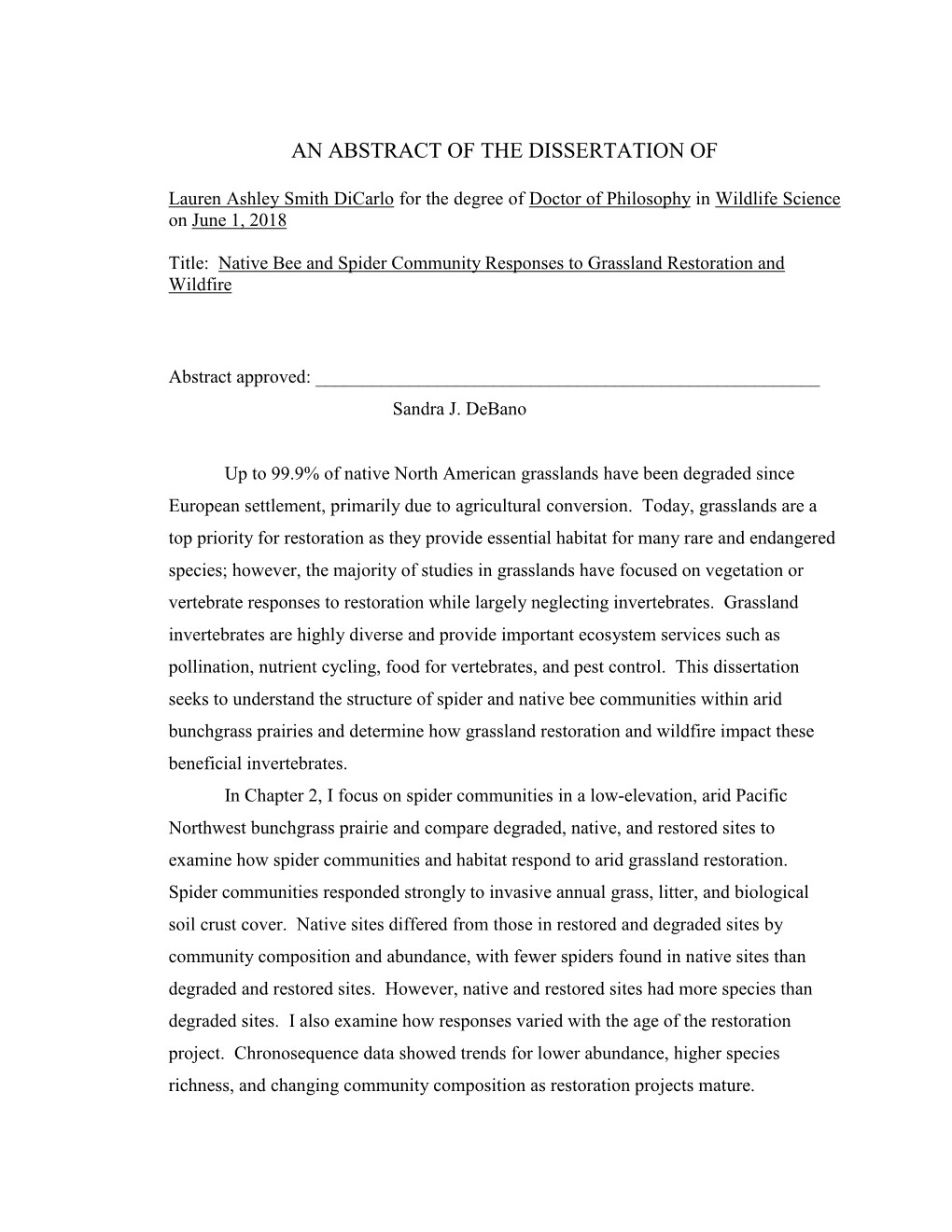 An Abstract of the Dissertation Of