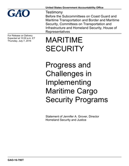 Gao-16-790T, Maritime Security