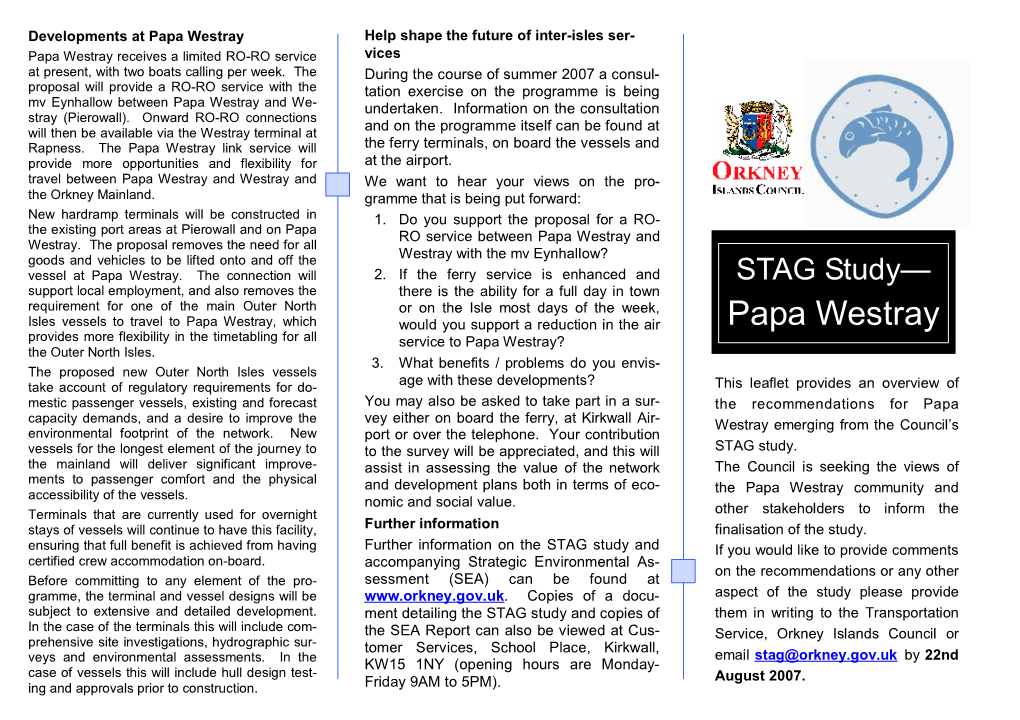 Consultation Leaflet Papa Westray