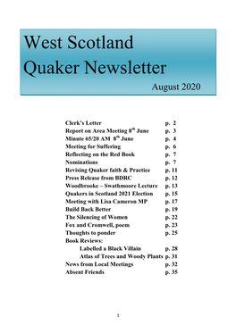 West Scotland Quaker Newsletter August 2020