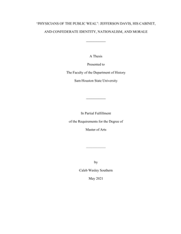 Jefferson Davis, His Cabinet, and Confederate Identity, Nationalism, and Morale