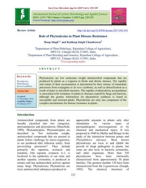 Role of Phytoalexins in Plant Disease Resistance