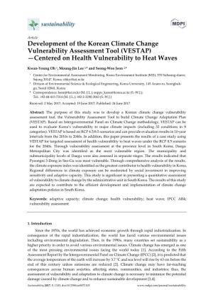 Development of the Korean Climate Change Vulnerability Assessment Tool (VESTAP) —Centered on Health Vulnerability to Heat Waves