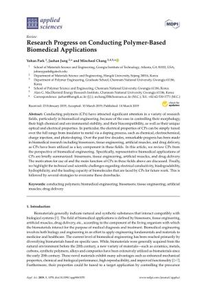 Research Progress on Conducting Polymer-Based Biomedical Applications
