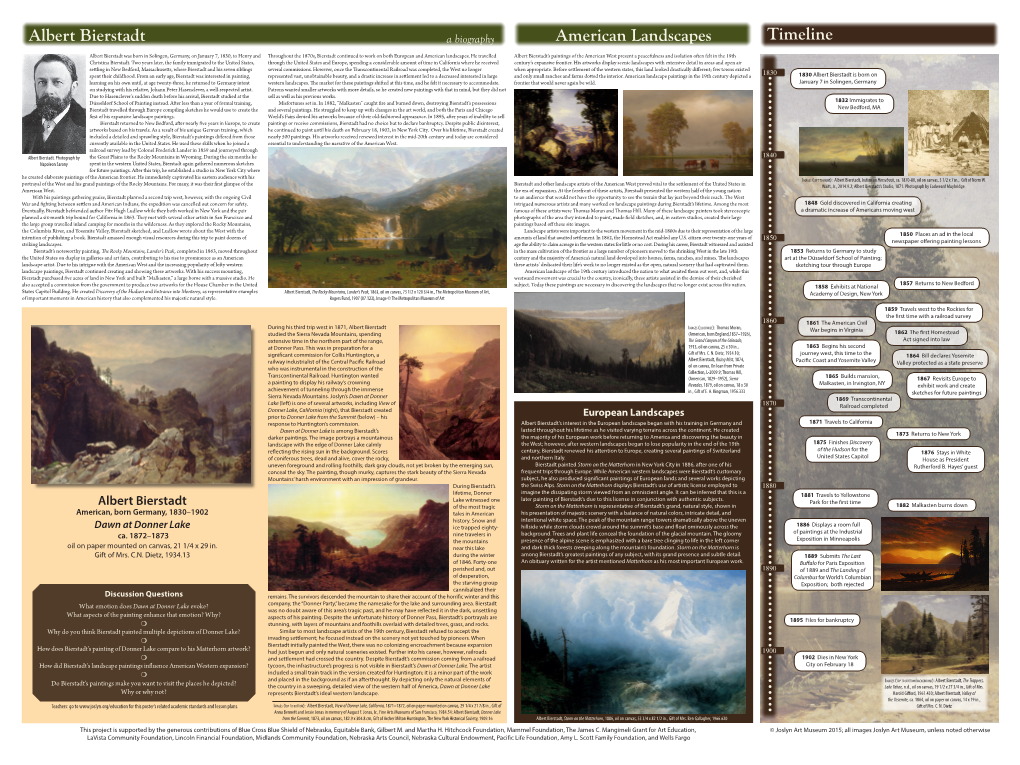 Albert Bierstadt a Biography American Landscapes Timeline